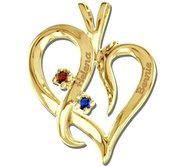 Personalized Couple s Heart Pendant w  Birthstones