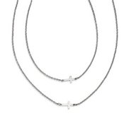 Stainless Steel Double Sideways Crosses Layered Necklace