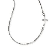 14k White Gold Small Sideways Curved Cross Necklace