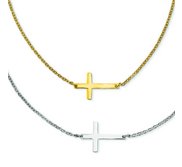 Stainless Steel Double Sideways Cross Layered Necklace