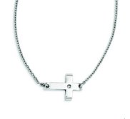 Sideways Cross Necklace with Cubic Zirconia