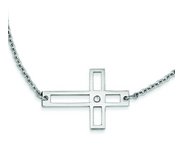 Stainless Steel Cross Cut Out Sideways Cross Necklace