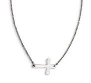 Stainless Steel Polished Sideways Cross Necklace