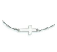 Sterling Silver Small Sideways Cross Necklace