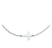 Sterling Silver Large Sideways Cross Necklace