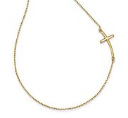 14k Yellow Gold Large Sideways Curved Cross Necklace