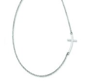 Sterling Silver Large Sideways Curved Cross Necklace