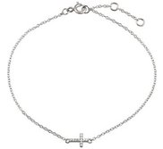 Cubic Zirconia Sideways Cross Design Bracelet