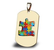 Autism Awareness Dogtag Color Puzzle Piece Pendant