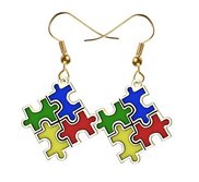 Autism Awareness Color Enameled Puzzle Piece Earrings