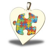 Autism Awareness Color Heart Puzzle Piece Pendant