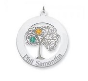 Personalized Family Tree Pendant with 2 Names and Birthstones