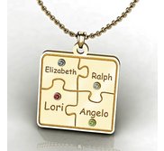 Personalized Family 4 Piece Puzzle Pendant wtij Names and Birthstones