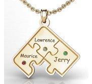 Personalized Family Three Piece Jigsaw Puzzle Pendant