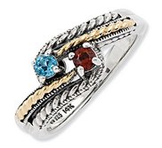 Sterling Silver   14k Two stone  Antiqued Mother s Ring