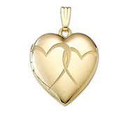 14K Gold Filled Yellow  Interlocking Hearts  Heart Locket