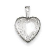 Sterling Silver Baby Polished Heart Locket with Flower Border