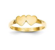 14K Gold Girl s Double Heart Signet Ring