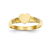 14K Gold Heart Signet Ring