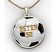 Color Enameled Soccer Pendant with Name   Number