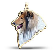 Collie Dog Color Portrait Charm or Pendant