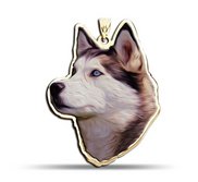 Siberian Husky Dog Color Portrait Charm or Pendant