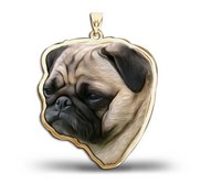 Pug Dog Color Portrait Charm or Pendant