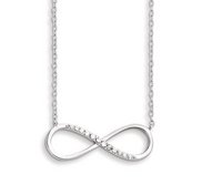 Sterling Silver with CZ Horizontal Infinity Symbol Necklace w  16 Inch Chain