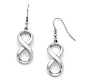 Stainless Steel Polished Infinity Symbol Shepherd Hook Earrings