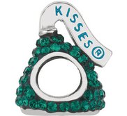 Sterling Silver HERSHEY S KISSES 3D Teal Swarovski Crystal Bead Charm