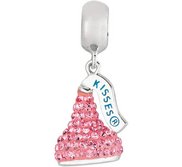 Sterling Silver HERSHEY S KISSES 3D Pink Swarovski Crystal Bead Charm