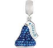 Sterling Silver HERSHEY S KISSES 3D Dark Blue Swarovski Crystal Bead Charm