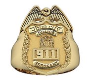 New York Police Sergeant Badge Ring with Number   Department