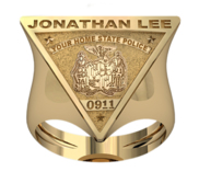 Personalized Triangle Shape State Police Badge Ring with Number   Name