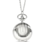 Charles Hubert Women s Chrome Tone Striped Designt Necklace Watch