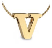 Initial Pendant  v  w  16  Rolo Chain