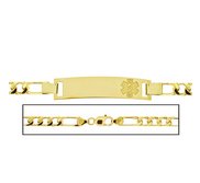 Solid 14K Yellow Gold Men s Figaro Link Medical ID Bracelet