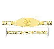 Solid 14K Yellow Gold Men s Figaro Link Medical ID Bracelet