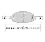 Solid 14K White Gold Men s Figaro Link Medical ID Bracelet