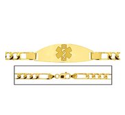 Solid 14K Yellow Gold Men s Figaro Link Medical ID Bracelet