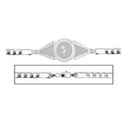 Solid 14K White Gold Men s Figaro Link Medical ID Bracelet