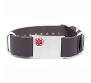 Stainless Steel Men s Brown Leather Medical ID Bracelet