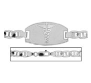 Solid 14K White Gold Men s Anchor Link Medical ID Bracelet