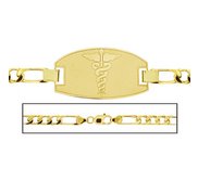 Solid 14K Yellow Gold Men s Figaro Link Medical ID Bracelet