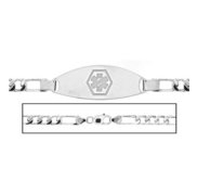 Solid 14K White Gold Men s Figaro Link Medical ID Bracelet