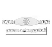 Solid 14K White Gold Men s Curb Link Medical ID Bracelet