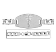 Solid 14K White Gold Men s Curb Link Medical ID Bracelet