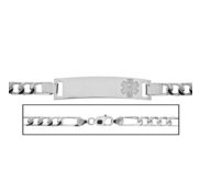 Solid 14K White Gold Men s Figaro Link Medical ID Bracelet