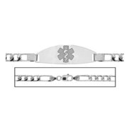 Solid 14K White Gold Men s Figaro Link Medical ID Bracelet