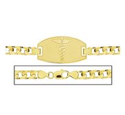 Solid 14K Yellow Gold Women s Curb Link Medical ID Bracelet